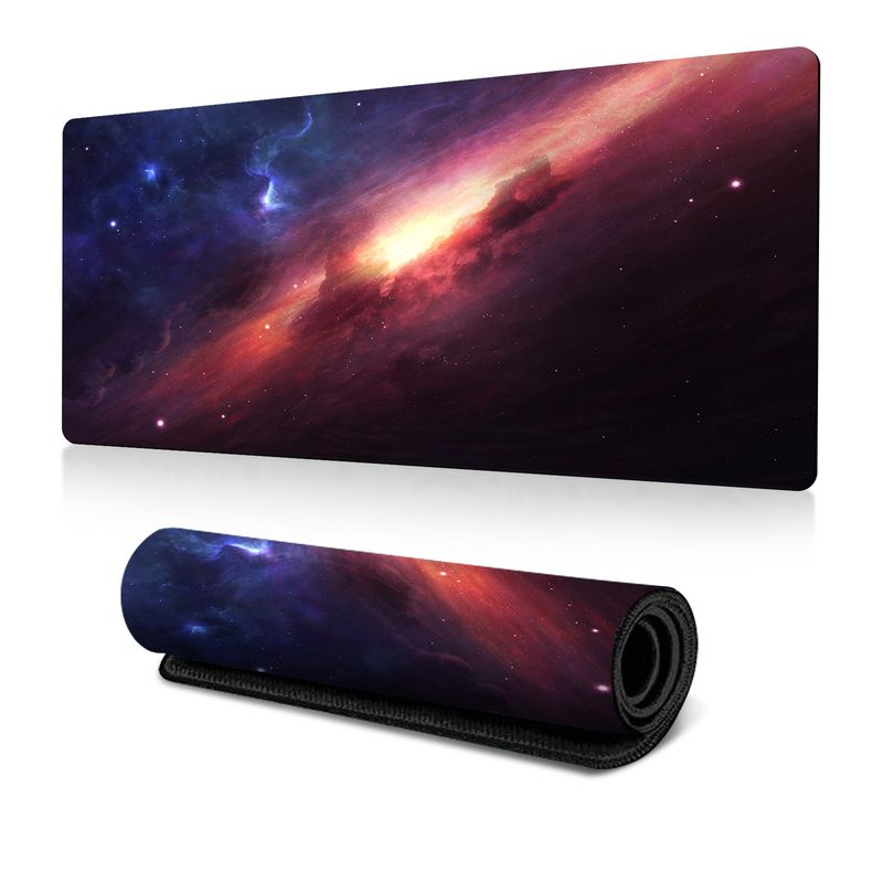 Tappetino per mouse antiscivolo con trasferimento termico, bordo antisporco, oversize, per scrivania da ufficio, con mappa del cielo stellato dell'universo esplosivo_voghion.com