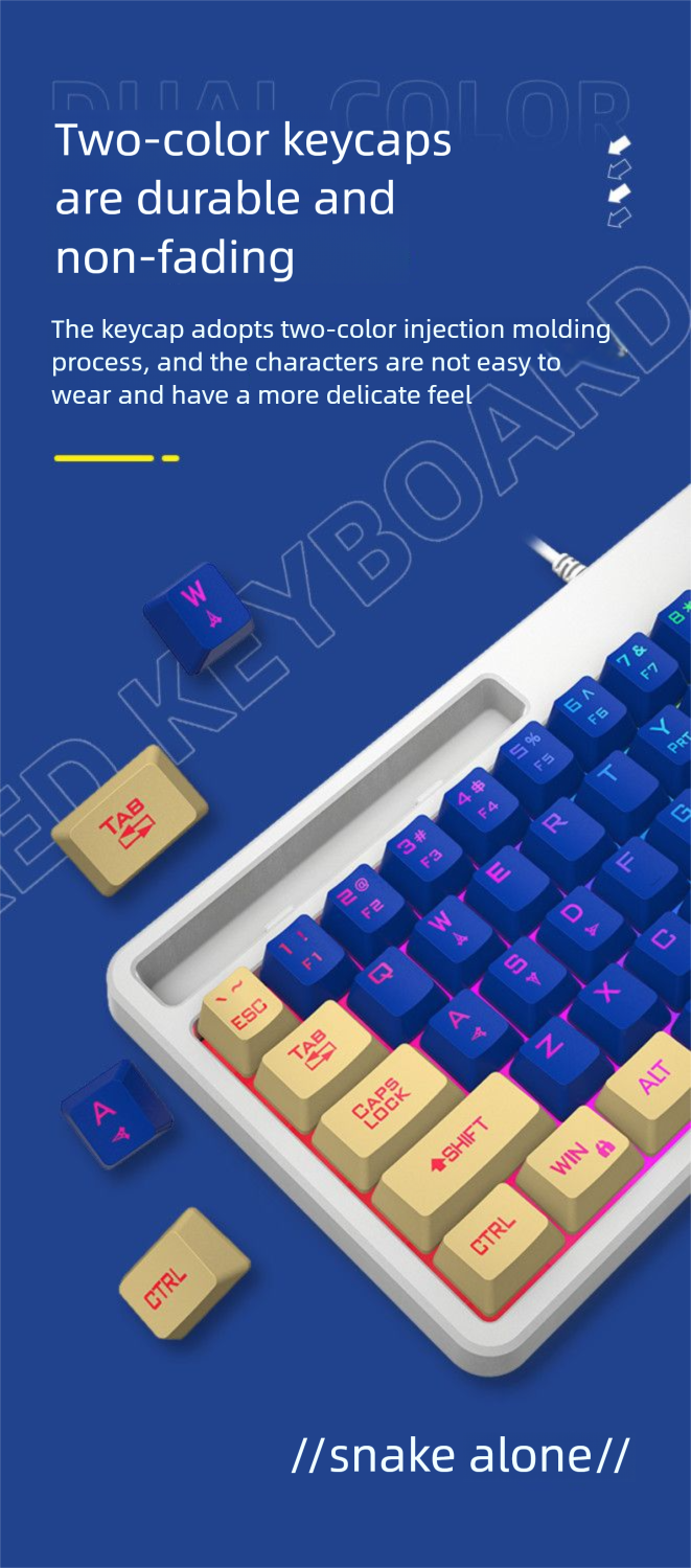 Dusha K4 RGB Backlit Wired 61-Key Dual Layout Keyboard For Office And Gaming, High Aesthetic Value_voghion.com