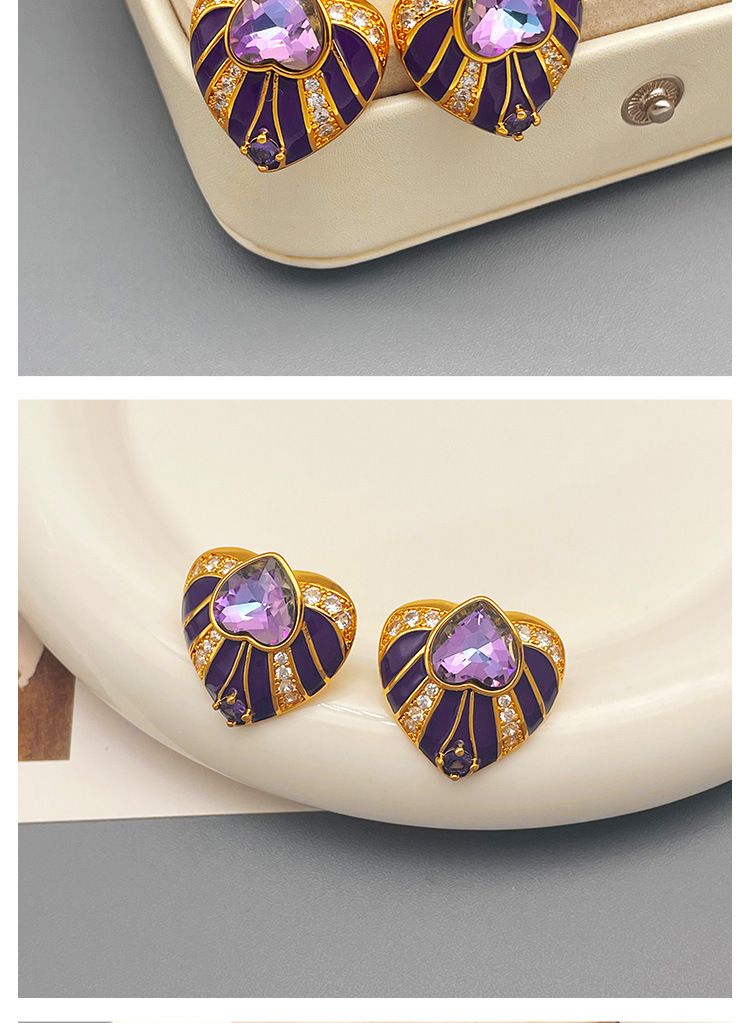 Boucles d'oreilles exagérées en émail d'amour en petit groupe, sensation haut de gamme, luxe léger, boucles d'oreilles personnalisées et aiguilles en argent_voghion.com