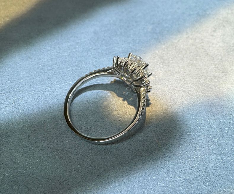 1,5 ct ovaler Mosang-Diamantring für Damen aus reinem Silber, modisch, vielseitig, klassisch, Live-Übertragung_voghion.com
