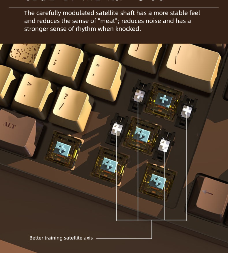Heijue AK533 Chocolate Full Key Hot-Swappable Blue Pink Switch 104 Keys Mechanical Keyboard DIY_voghion.com