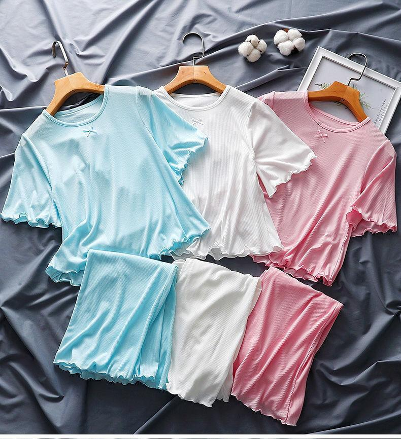 Ropa de bebé Conjunto de pijama de seda de hielo para niñas Ropa de hogar modal fina para niños Ropa de aire acondicionado de verano para niños de tamaño mediano_voghion.com