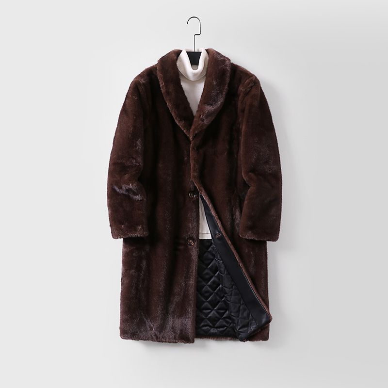 Herrenbekleidung Großer Nerzmantel Herren Trendy Ganzer Nerzmantel Winter Nerz Lockerer Pelz Goldener Nerzmantel Herren_voghion.com