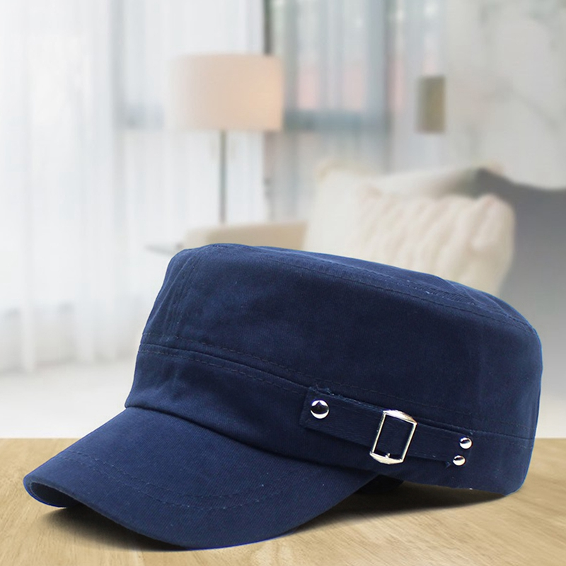 Berretto piatto in cotone lavato Estate Autunno Cinture regolabili Berretto militare Stile militare Cadet Chapeau Donna Uomo Pittore all'aperto_voghion.com