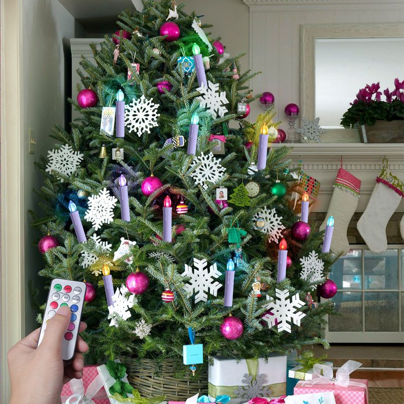 Timer Fernbedienung Kerze Mit Clip Multi Farbe Shell Weihnachten Baum Layout Weihnachten Dekoration Atmosphäre LED Stange Kerze_voghion.com