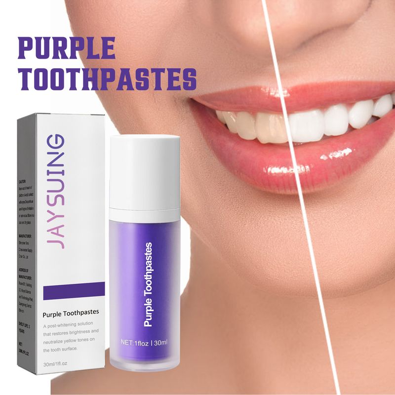 Jaysuing Purple Tooth Cleanses Stains Oral Odors, Caring for Gingival Whitening and Brightening Toothpaste_voghion.com