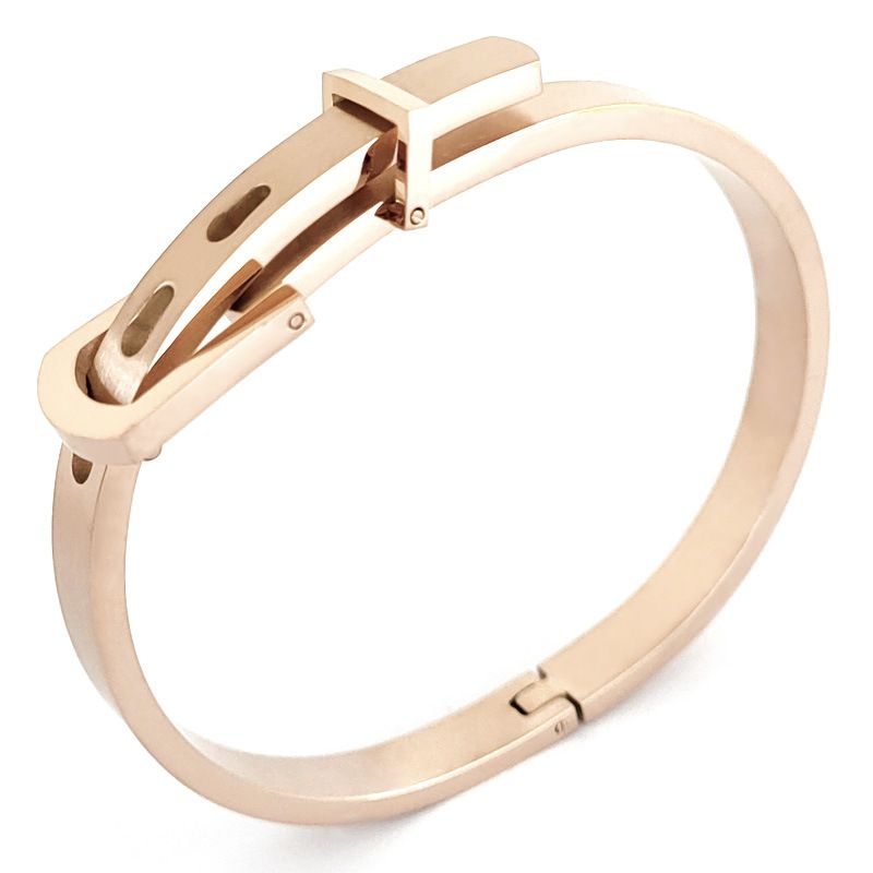 Bracciale con fibbia per cintura in acciaio inossidabile al titanio multicolore da donna in stile coreano_voghion.com