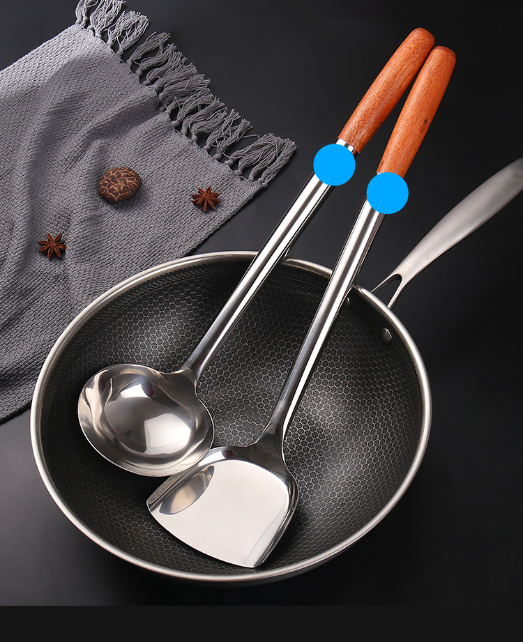 Pour un usage quotidien, manche allongé, spatule brillante spéciale Chef's Kitchen, pelle à mélanger, passoire en acier, cuisine_voghion.com