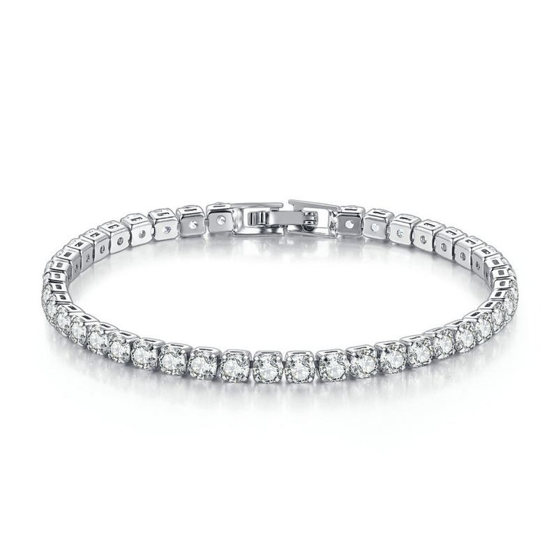 Zircon Single Row 4mm Round Full Dia Tennis Chain Hip Hop Fashion Bracelet_voghion.com