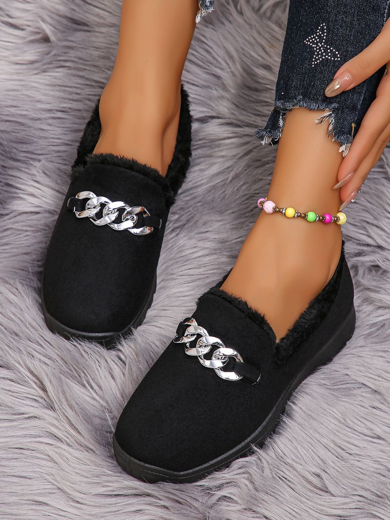 Novos sapatos de algodão para neve, cano baixo, quentes, botas de neve femininas, preto, marrom, moda, gorro de corrente_voghion.com