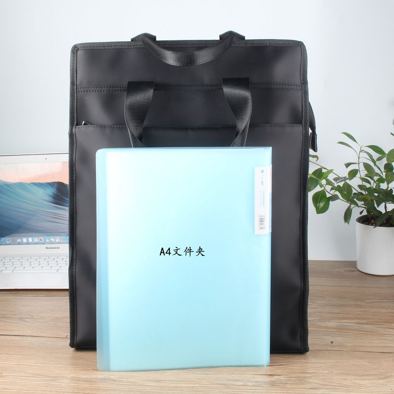 Large Capacity Handbag Document A3 Business License Paper File Nylon Oxford Cloth Vertical Men's Bag_voghion.com