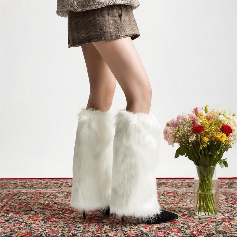 Voyage Factory Wholesale Boot Long Furry Sock Autumn Winter Warm Plush Leg Warmers Versatile Fox Fur Shoe Covers_voghion.com