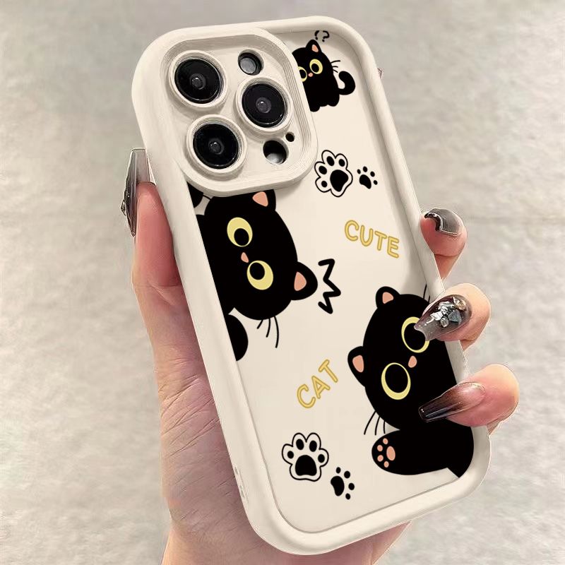 Custodia per telefono per Xiaomi Redmi 14C 13C 12C Redmi Note 13 12 Pro Plus 5G 12S 11S 11 10S 10 13 4G Lovely Black Cat Soft Bumper Cover_voghion.com