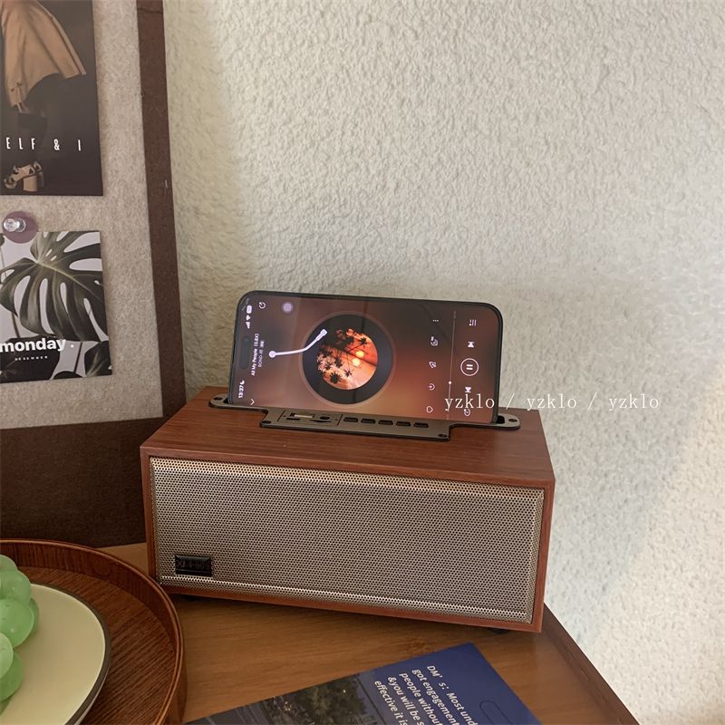 Altoparlante portatile senza fili in legno per esterni con disco U._voghion.com