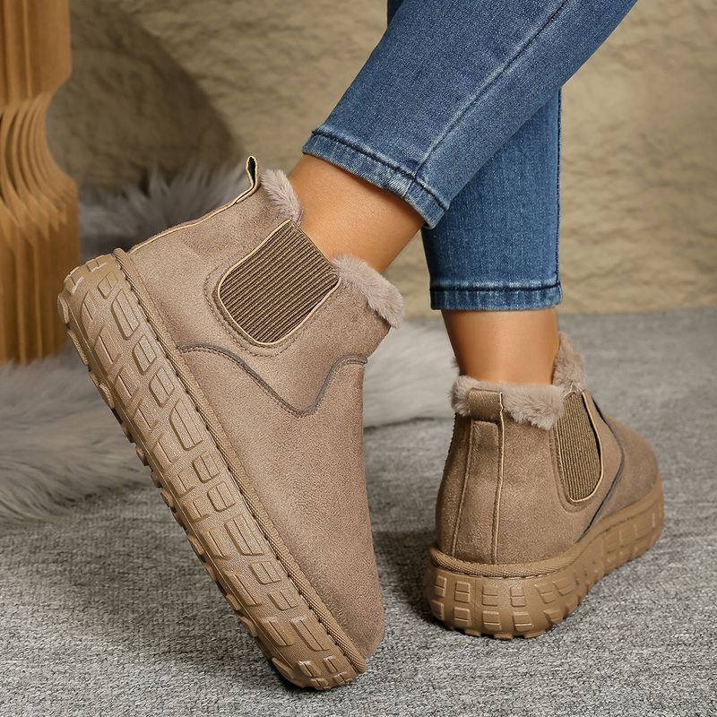 Women's Shoes New Autumn And Winter Snow Boots Women Warm Solid Color Large Size Elastic Band Thick Bottom Short Barrel Cotton Shoes_voghion.com