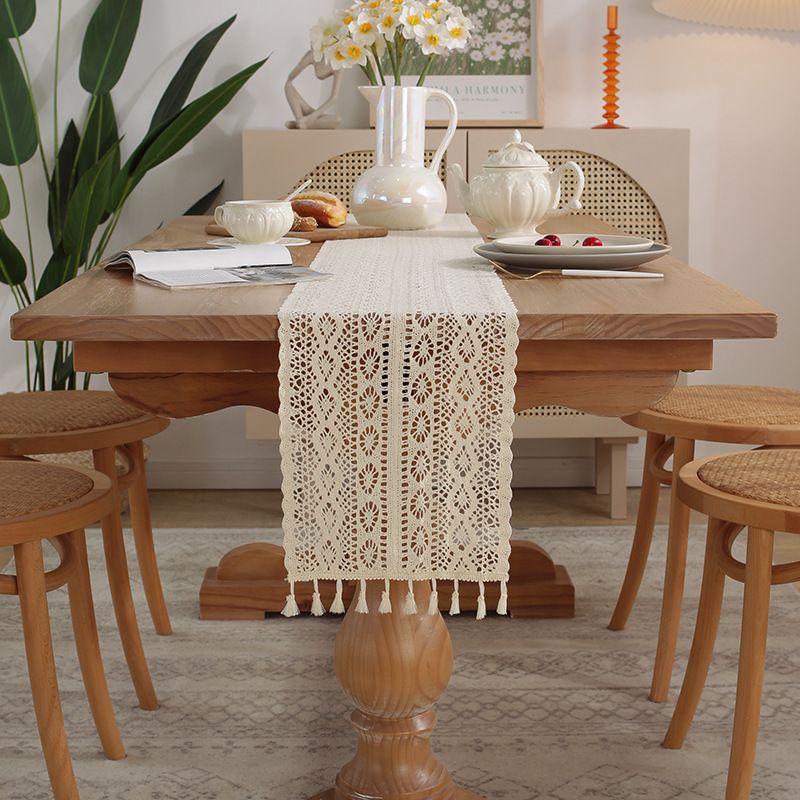 Henggang Tischdecke im amerikanischen Landhausstil, handgewebt, Streifen, Kaffeetuch, Teematte, Baumwollleinen, künstlerischer Tischläufer_voghion.com