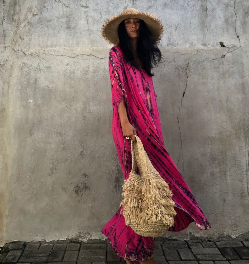 Robe de plage en rayonne pour femmes, tenue de vacances à fleurs teintes _voghion.com