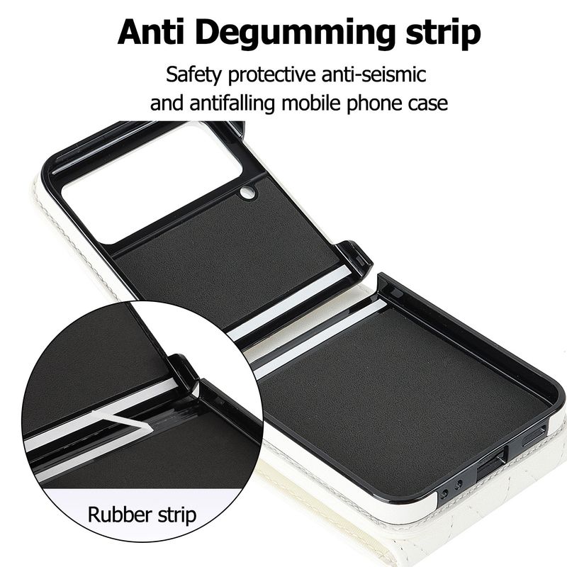 Suitable for the new Samsung ZFlip3 oblique organ mobile phone case folding ZFlip4 small fragrance ring mobile phone leather case_voghion.com