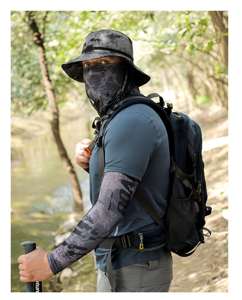 Mountain & Fishing Hat With Face Cover - UPF 50+ Sun Protection For Men, Adjustable Neck Gaiter & Cooling Arm Sleeves Set_voghion.com