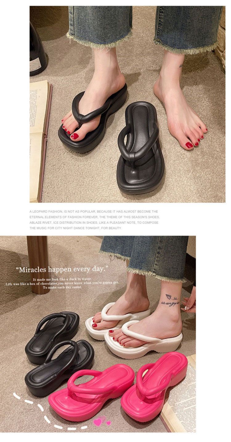 Unisex Shoes Outdoor Wedge Heel Slippers Beach Thong Toe Platform Thick Bottom High Heel Sandals Eva Flip Flops_voghion.com