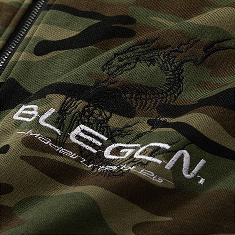 Felpa con cappuccio mimetica Shark da uomo, alla moda, casual, autunno inverno, con cerniera, stile americano_voghion.com