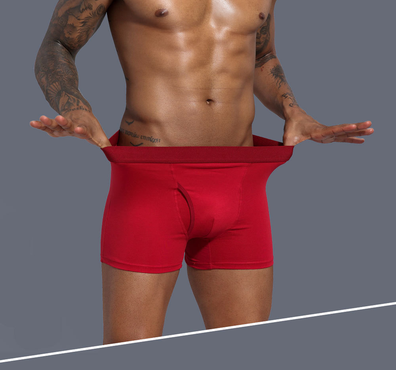 Men's Underwear Pure Cotton Men's Boxer Briefs Extended Opening Style Sports Solid Color_voghion.com