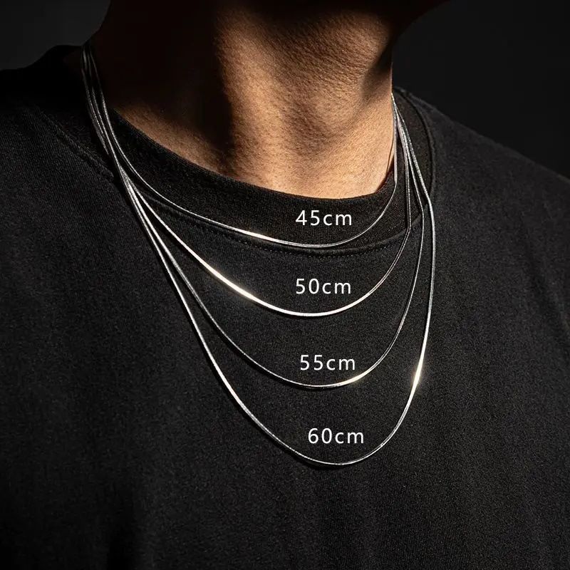 Collana sottile in acciaio inossidabile con serpente quadrato, catena a clavicola a strati da uomo, multistrato_voghion.com