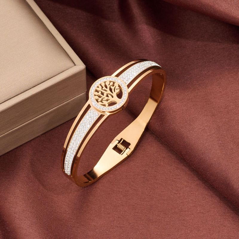Best-selling High-end Diamond-studded Hollow-out Tree-of-life For Women Stainless Steel Non-fading Bracelet Jewelry_voghion.com