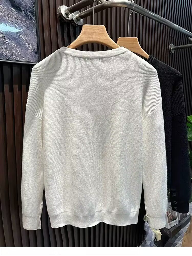 Herrenbekleidung Herbst und Winter Neue Knöpfe Langarmpullover Herren Einfarbiges Innenhemd Warmer Trend_voghion.com