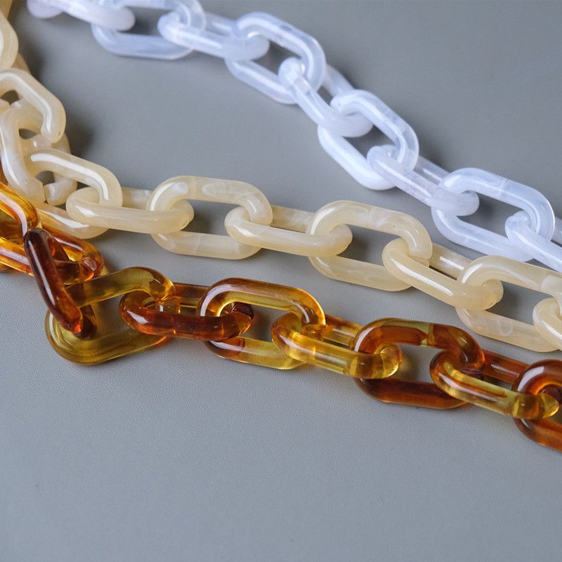 Fashion Beige Amber Transparent Acrylic Resin Thick Chain Shoulder Strap Women's Bag Accessories_voghion.com