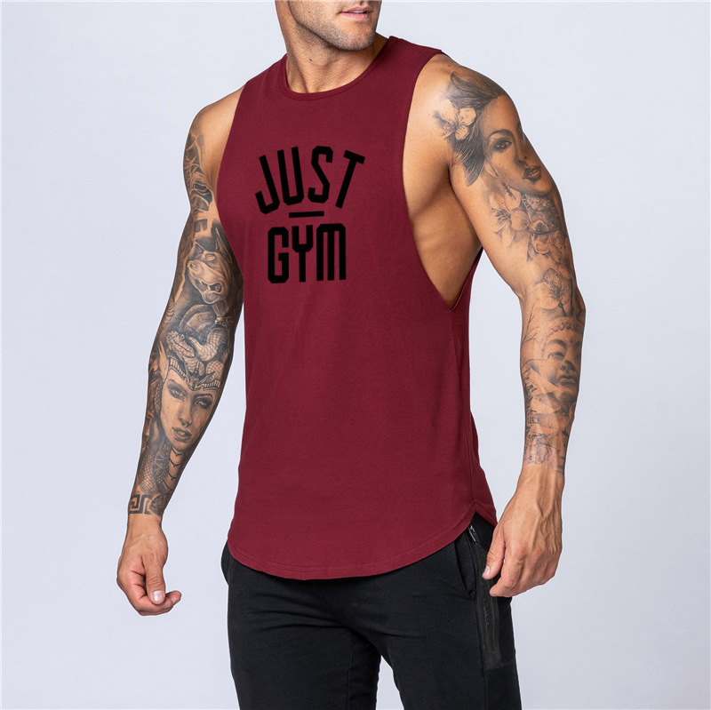 New Summer Loose Sweetheart Tank Top Men's Gym Men Letter Printing Fitness Sleeveless Tank Top Cotton_voghion.com