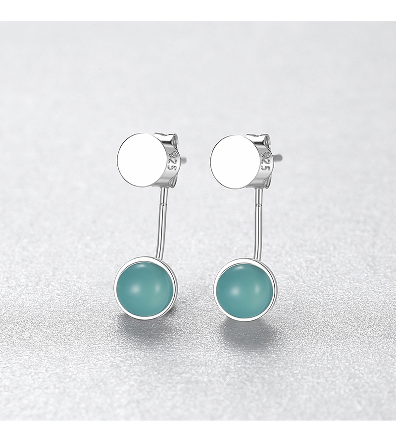 Boucles d'oreilles rondes en cristal vert minimalisme pour femmes, en argent Sterling, pierre_voghion.com