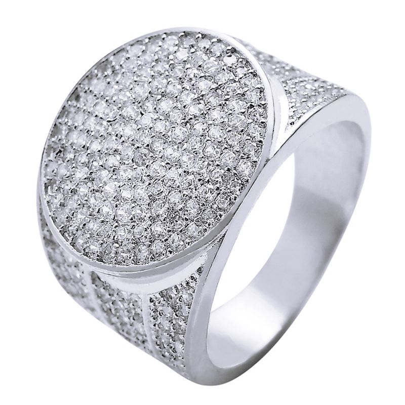 Echter galvanisierter, mikroeingelegter Zirkonia-Hip-Hop-Hiphop-Herren-Goldring_voghion.com