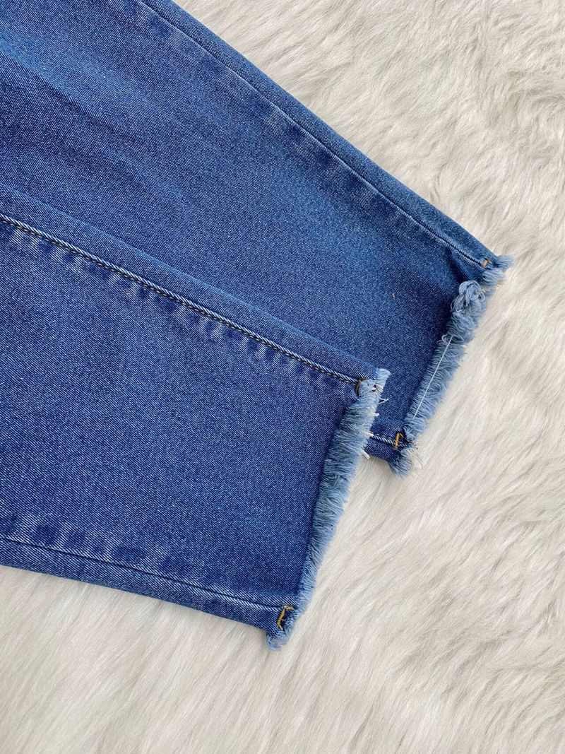Abbigliamento donna autunno e inverno dritto personalità elastico in vita taglio nappa jeans_voghion.com