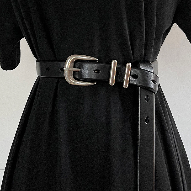 Modischer Retro-Gürtel aus echtem Leder mit silberner Schnalle, Unisex-High-End-Gürtel aus erster Schicht Rindsleder, Ins-Style-Accessoires_voghion.com