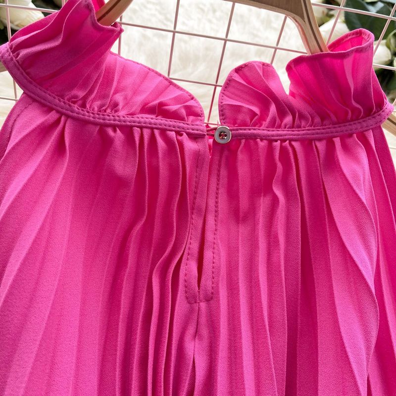 Women's female summer hot girl chic light luxury all-match pleated vest French top_voghion.com