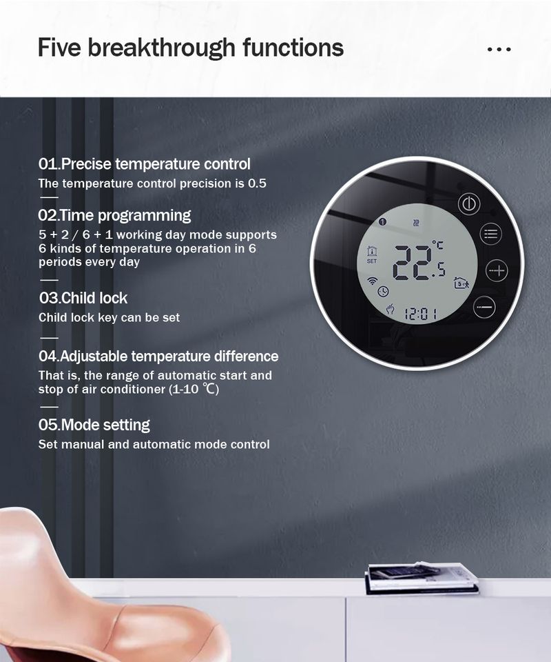 WiFi pametni termostat Regulator temperature Električni ili grijanje TRV Voda Plinski bojler Daljinski upravljač ByTuya Alexa Google_voghion.com