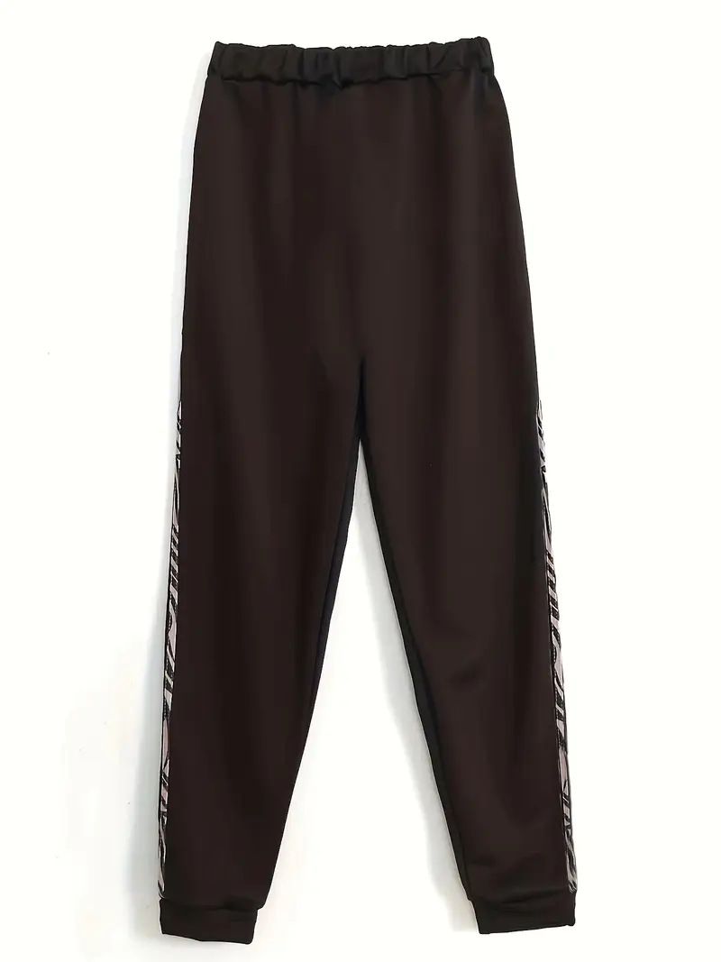Ensemble sweat à capuche imprimé lettre pour femme, sweat-shirt à manches longues et pantalon à taille élastique_voghion.com