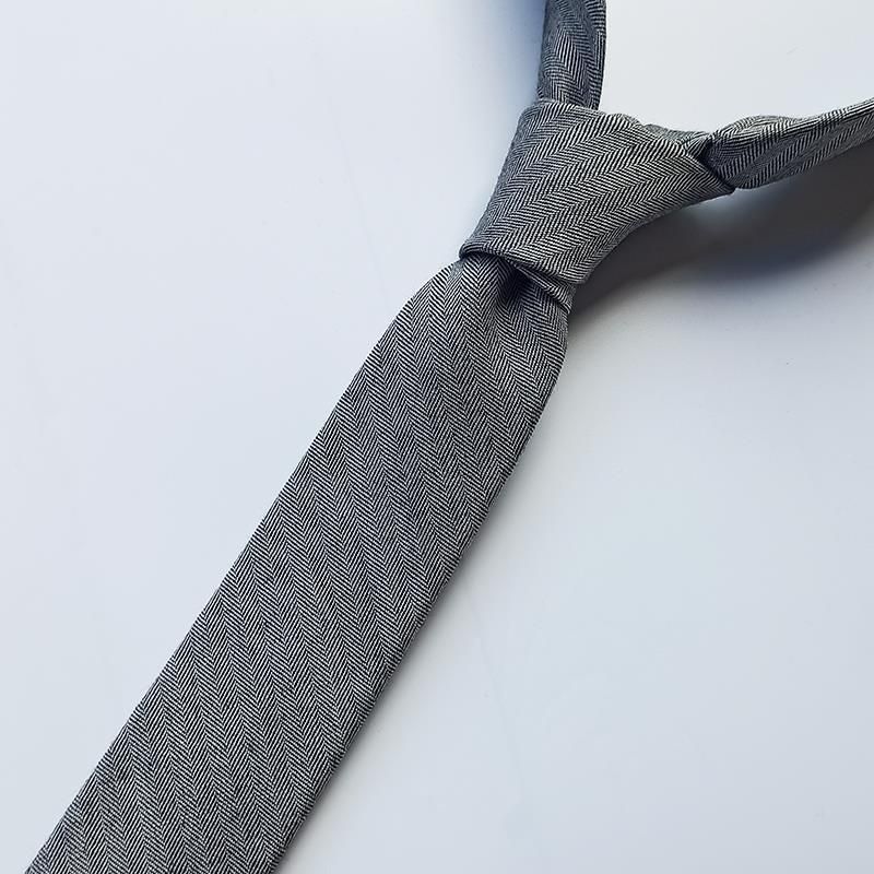 Cravatta casual stretta da uomo, 6 cm, stile retrò britannico, in lana, grigia, formale, nera, versatile, pied de poule_voghion.com