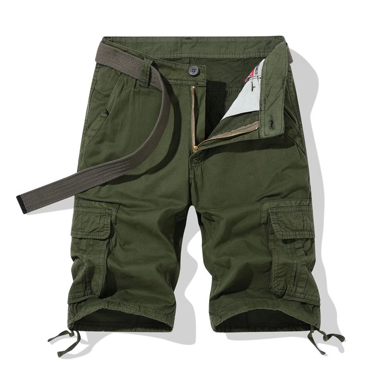 Pantaloncini da lavoro casual estivi da uomo, pantaloni da spiaggia in puro cotone per ragazzi, pantaloni larghi multiuso_voghion.com