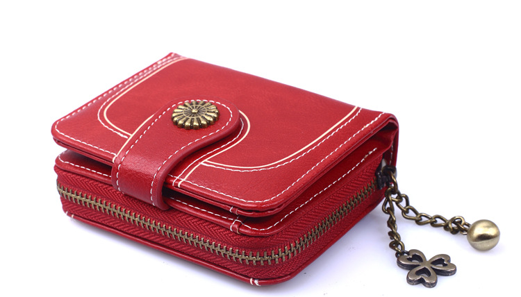 Kvinder Vintage Ws Smurt Læder Blomst Dame Lynlås Møntpung Kvinde Lille Clutch Pengetaske Kreditkortholder_voghion.com
