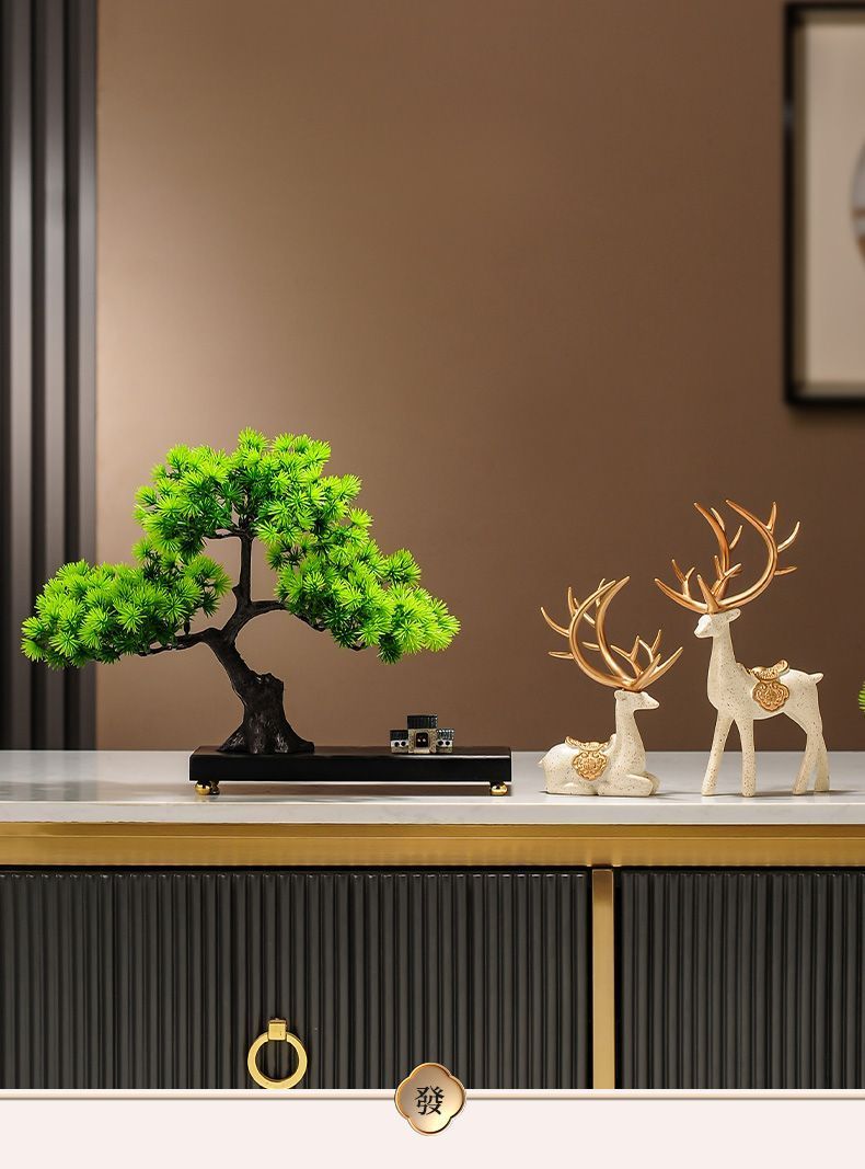 Simulation pseudo accueillant arhat pin coulant peinture sur sable décorations couloir zen chinois étagère Bogu armoire à vin_voghion.com