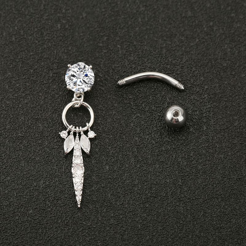 Piercing per ombelico con nappa di diamanti - Piercing per il corpo in acciaio inossidabile con zirconio intarsiato_voghion.com