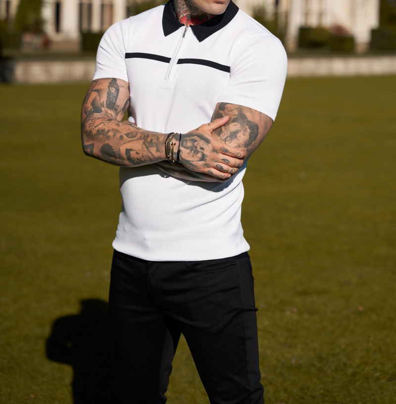 Herenkleding Nieuwe heren Slim Kleur Matching Opstaande kraag Heren Casual Verticaal Gestreept Korte Mouw Jeugd Herenkleding Tops_voghion.com