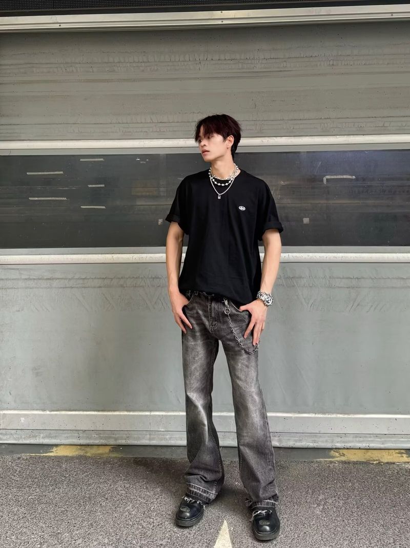 Amerikanska tvättade vintagejeans för män, höst, nya, moderiktiga, märke, Cleanfit, raka ben, mikroutsvängda byxor_voghion.com