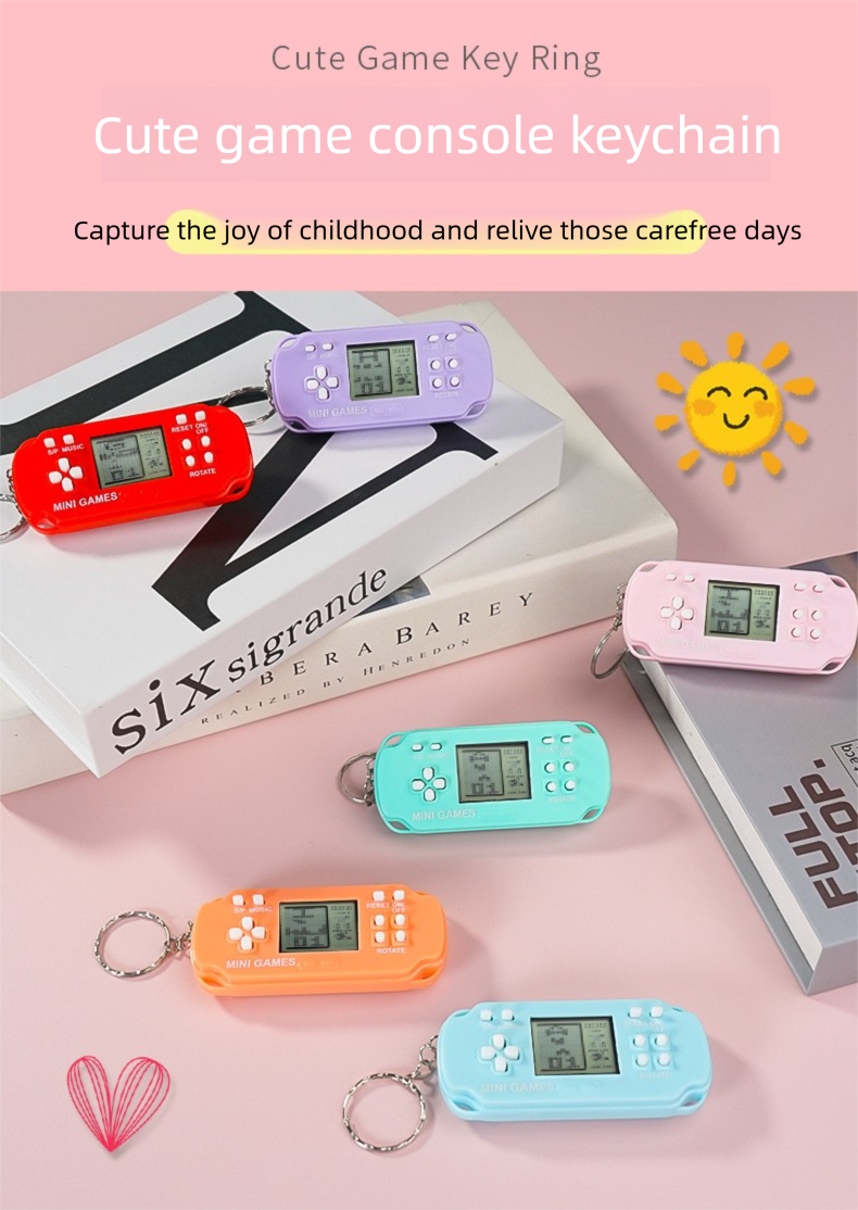 Mini Tetris Handheld Game Console Children's Cute Toy Gift Keychain Pendant_voghion.com