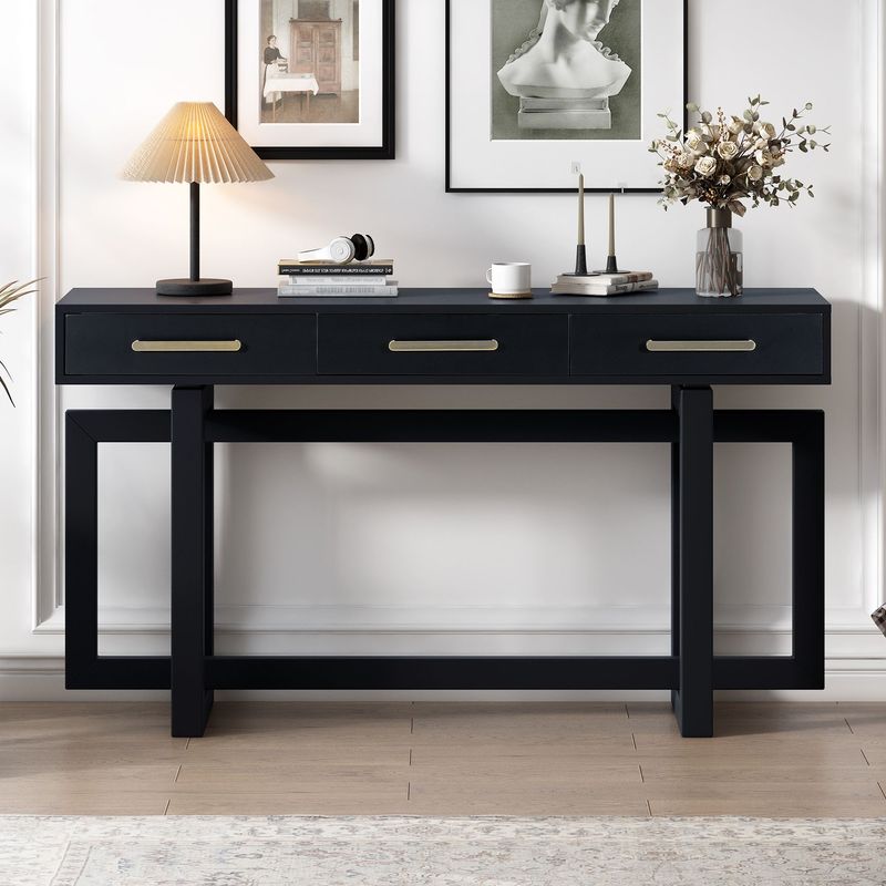 Elegant Console Table With Three Drawers, Extra Long Entryway Table For Entryway, Hallway, Living Room, Foyer, Corridor_voghion.com