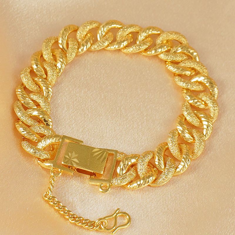 Pulseira luxuosa de corrente cubana fosca banhada a ouro para mulheres, estilo hip-hop, adequada para casamentos e glamour diário_voghion.com