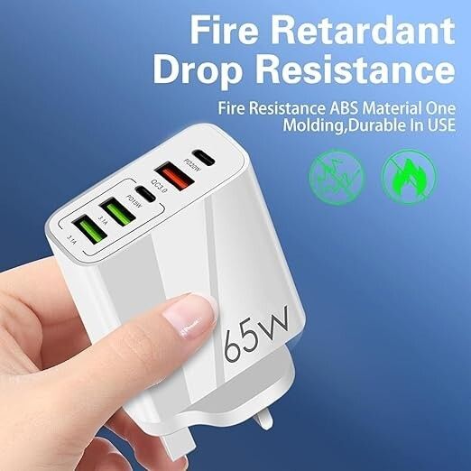 65W Schnellladegerät UK-Stecker Schnelles Wandladegerät Netzteil 5 Port USB-C PD Typ C_voghion.com