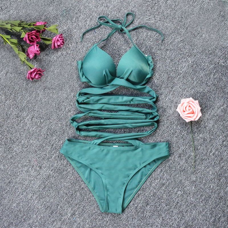2020 Bikini Sexy Cross Strap Split Swimsuit_voghion.com